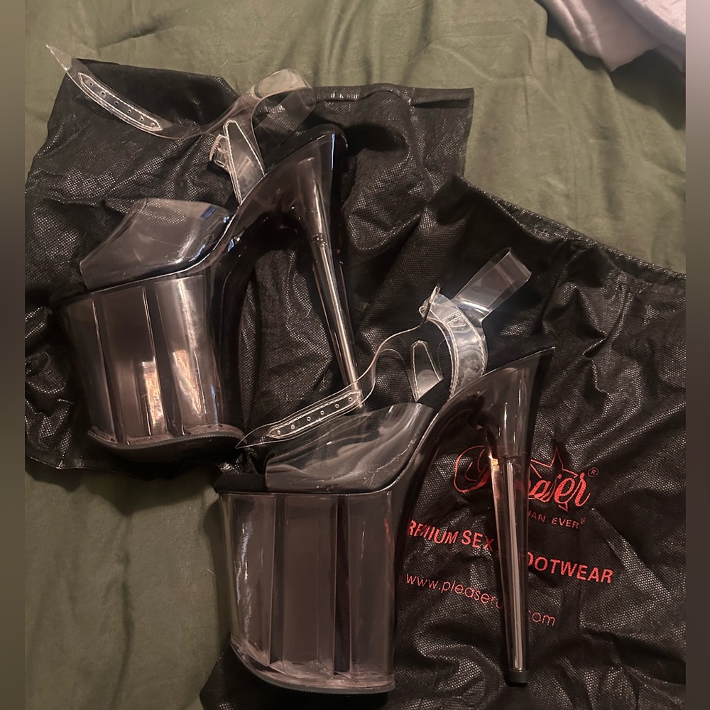 Pleaser Black and Clear Platform Heels